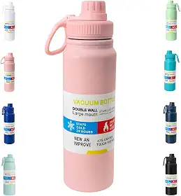 Garrafa De Água Térmica Inox 800ml Parede Dupla com Isolamento a Vácuo Quente e Frio, Antivazamento, Alça e Infusor Ideal para Academia, Caminhada, Escritório, Esportes (ROSA)