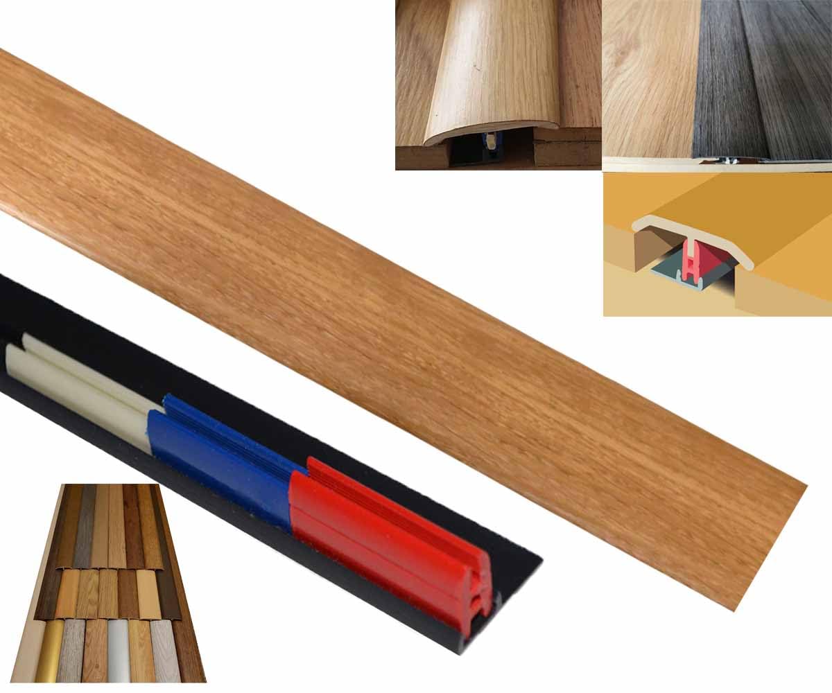 Oak B 50mm x 900mm Threshold Strip Adhesive Multi Floor Adjustable Height & Pivot.