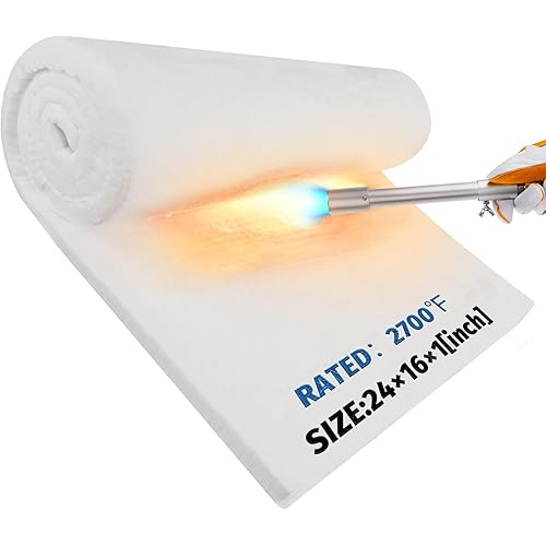 Nelyrho 24"x16"x1" Ceramic Fiber Insulation Blanket, Fireproof & Heat Resistant Up to 2700°F, Ideal for Wood Stove Baffle, Fireplaces, Kilns, Forges, Pizza Ovens and More