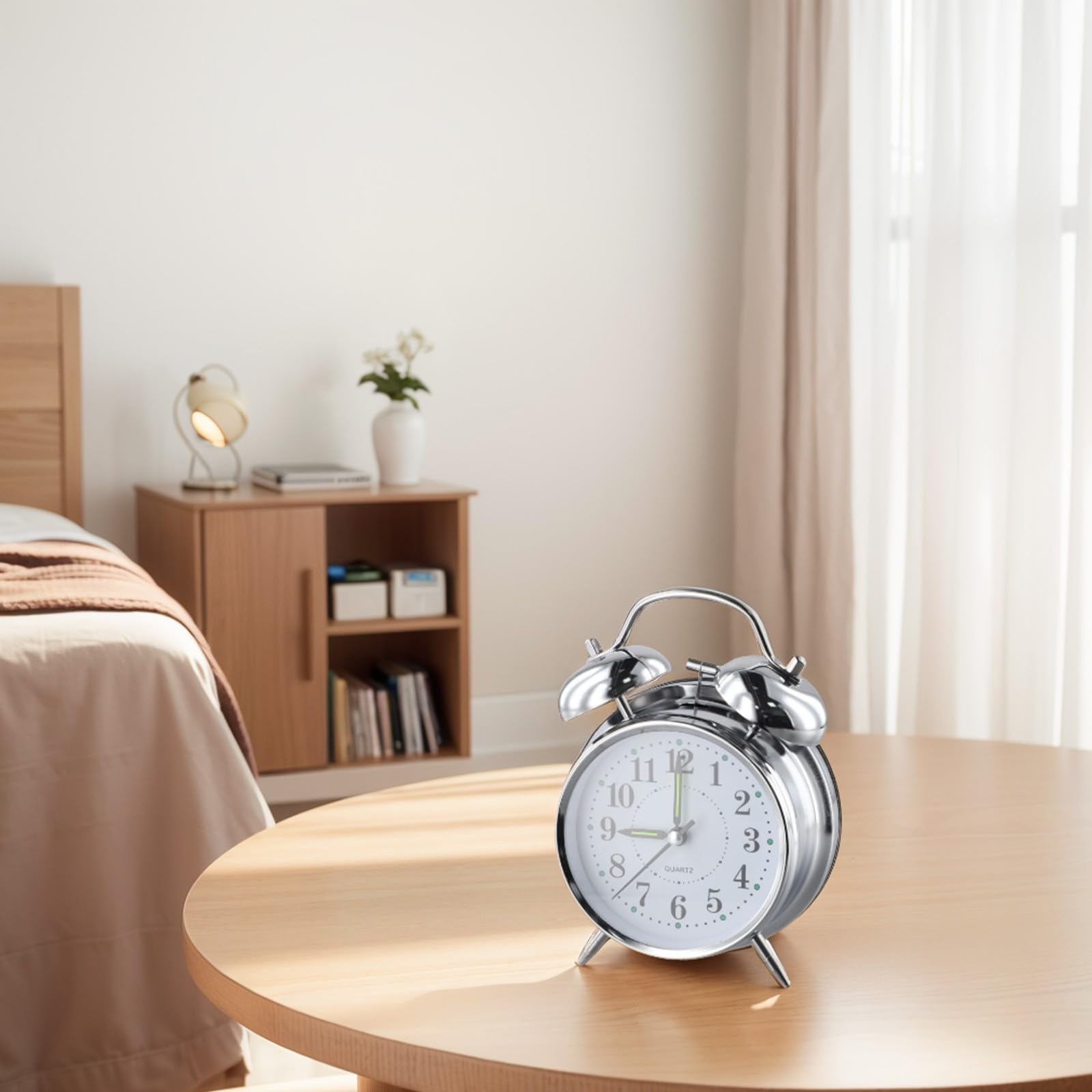 Sveglia al quarzo silenziosa retrò, sveglia mattutina da viaggio, orologio analogico da comodino, sveglia in metallo a doppia campana, sveglia per b | Leroy Merlin