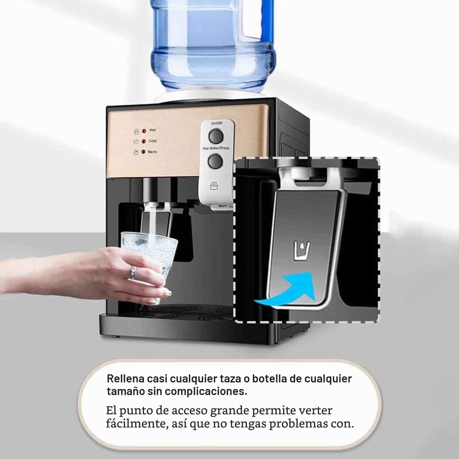 Dispensador de Enfriador de compresor de encimera - Dispensador de Agua, Agua Caliente y fría,001