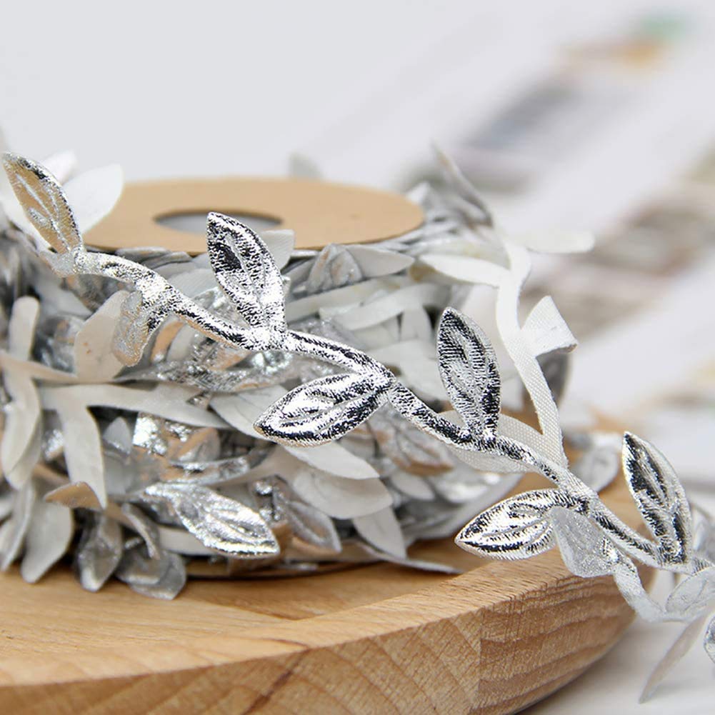 ANCLLO 10M Silver Leaves Leaf Ribbon Trim Rope for Garland DIY Crafts and Party Wedding Home Decorations - Image 4