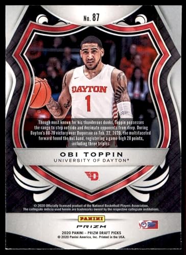 Miniatura 2 de 2020-21 Panini Prizm Draft Picks - Red White & Blue Prizm #87 Crusade - Obi Toppin RC