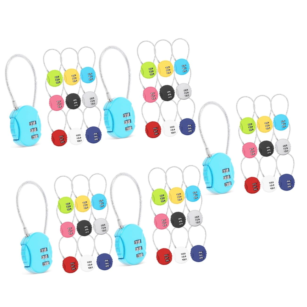 UKCOCO 50pezzi Serrature Per Bagagli Con Cavo Flessibile Da Serrature Combinazione Per Valigie Trolley e Zaini Sicurezza Elevata Facile Da Usare Varie Colorazioni Disponibili