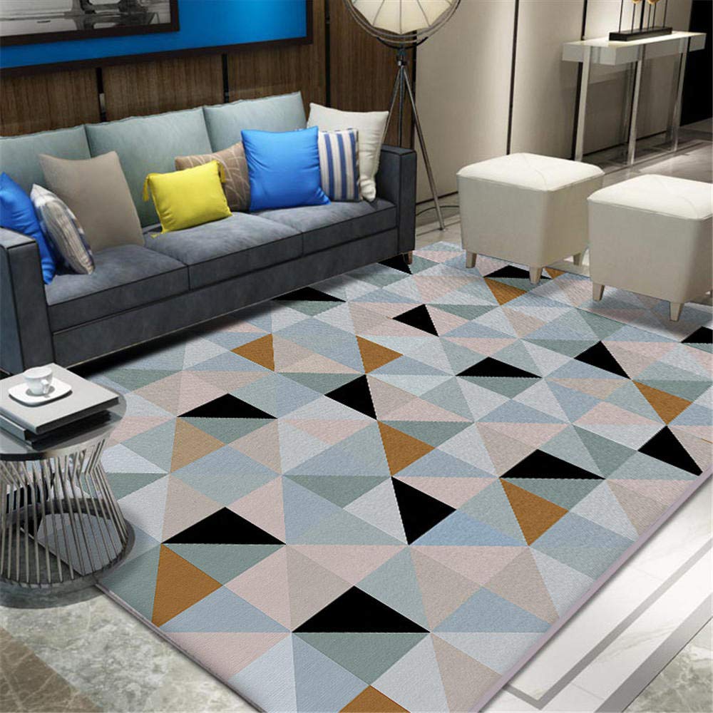 Couloir court tapis de salle de bain géométrique rose bleu gris 150 * 200CM