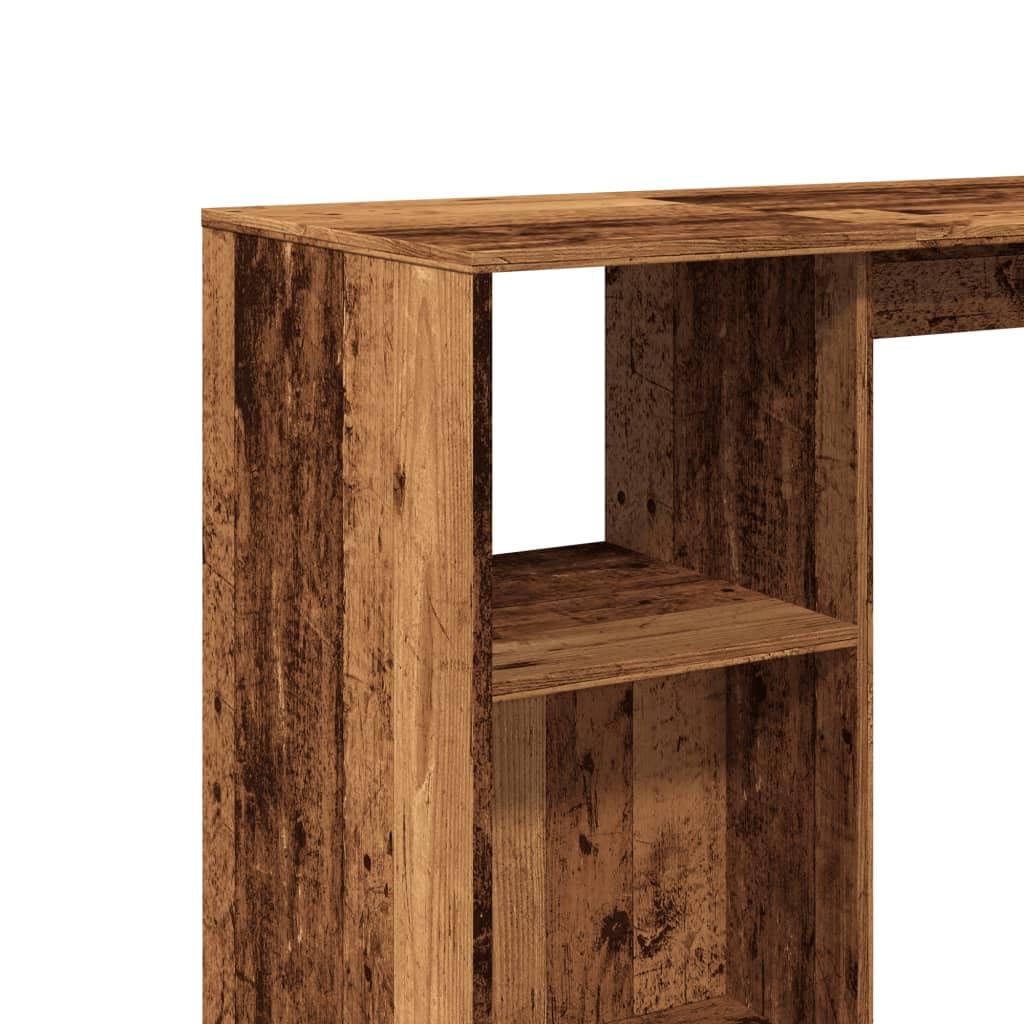 Stół barowy z regałem o wyglądzie starego drewna, 124 x 46 x 103,5 cm, materiał drewnopochodny, 4 półki, stolik do kuchni, salonu, jadalni, zajmuje mało miejsca, do bistro restauracji