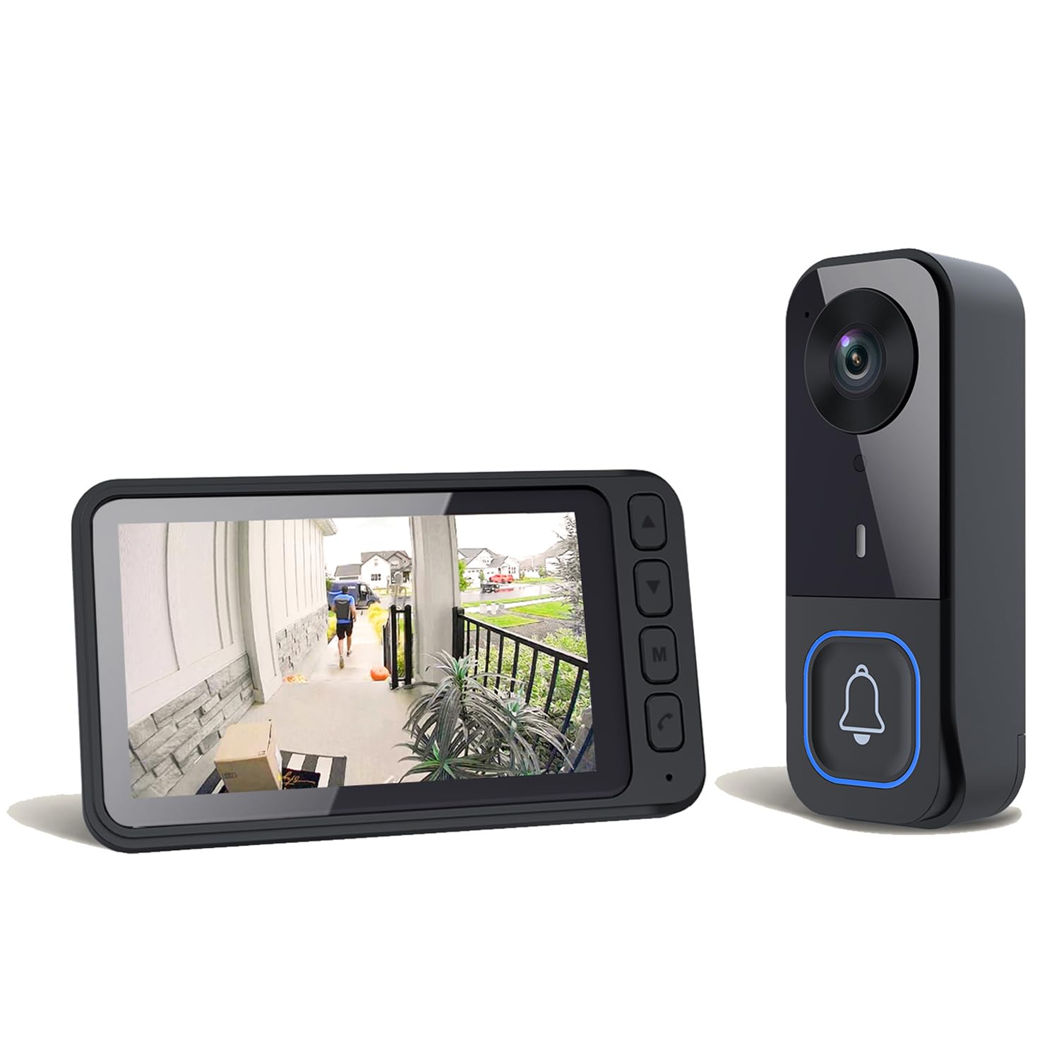 Doorbell Camera Wireless with 4.5” Big Screen Display, Two-way Audio, Night Vision, 120° Vision Doorbell Camera Wireless 2.4G Bluetooth Connectivity Smart Video Door Bell No Monthly Fee No App