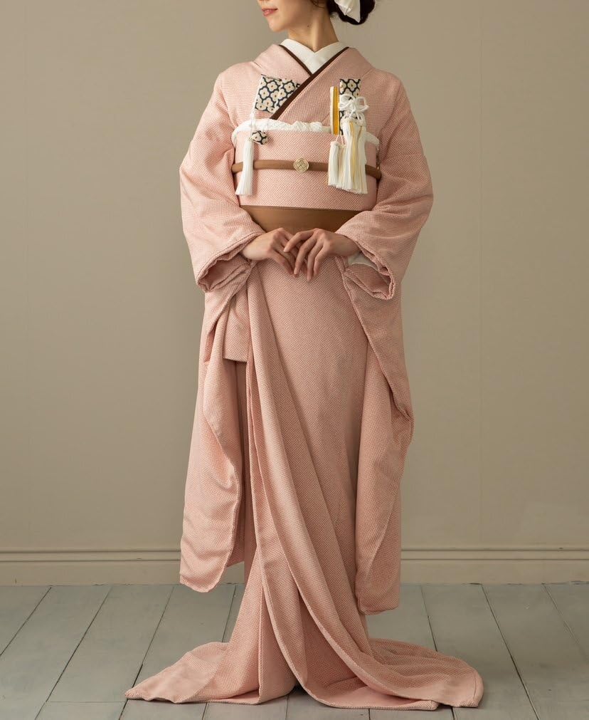 くすみピンク色掛下＋掛下帯