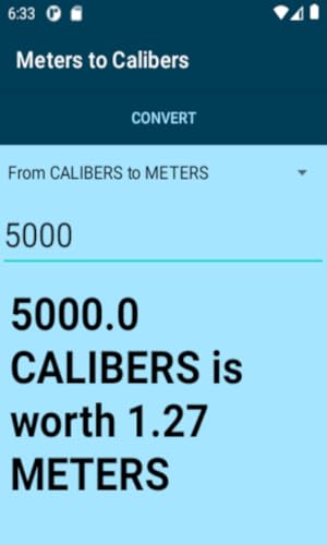Meters to Calibers Conversion Calculator