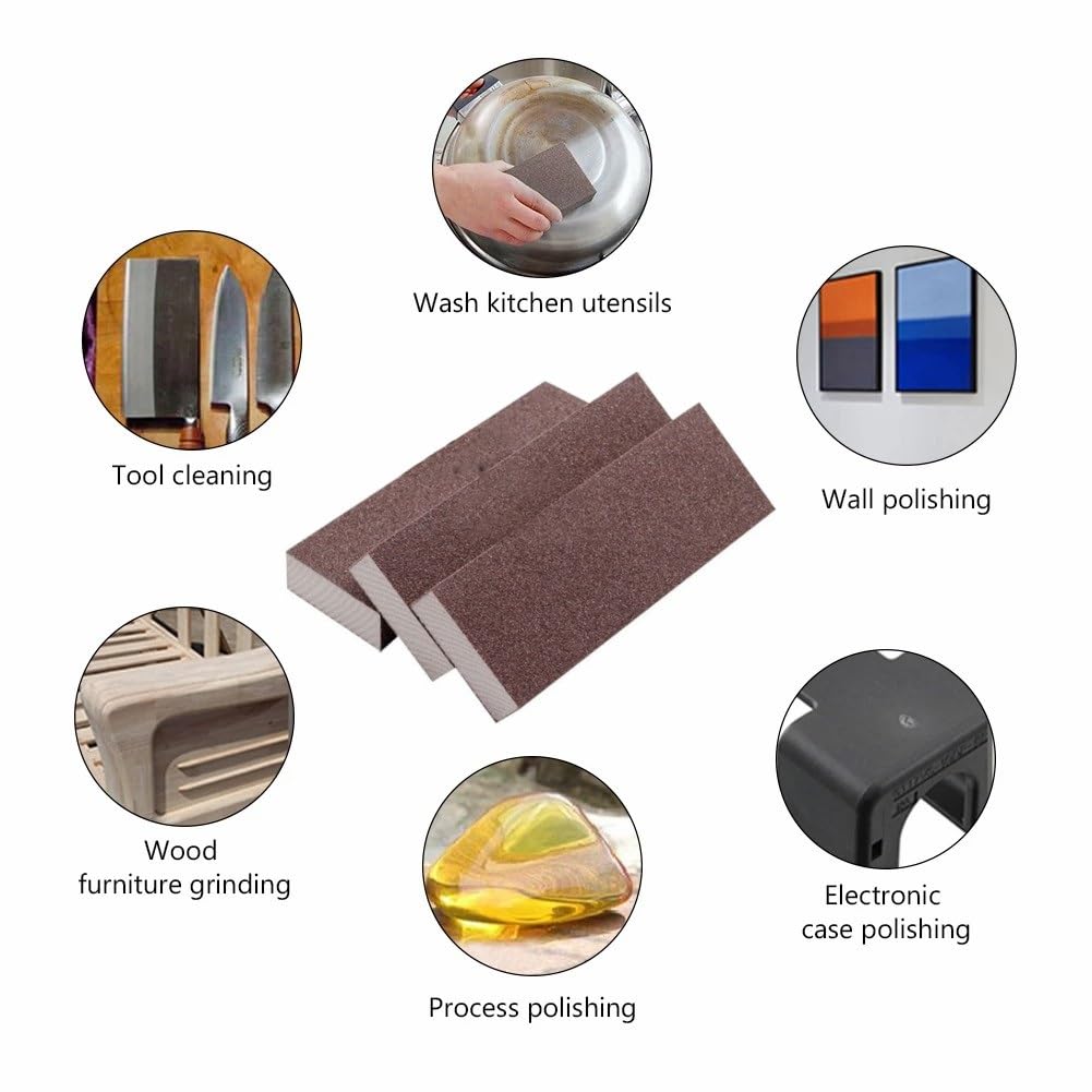 Spugne abrasive, Lunghezza extra 200 mm Sabbia. Spugna 2/5/10 pezzi 120-240 grana abrasiva a umido e secco for legno, metallo, plastica