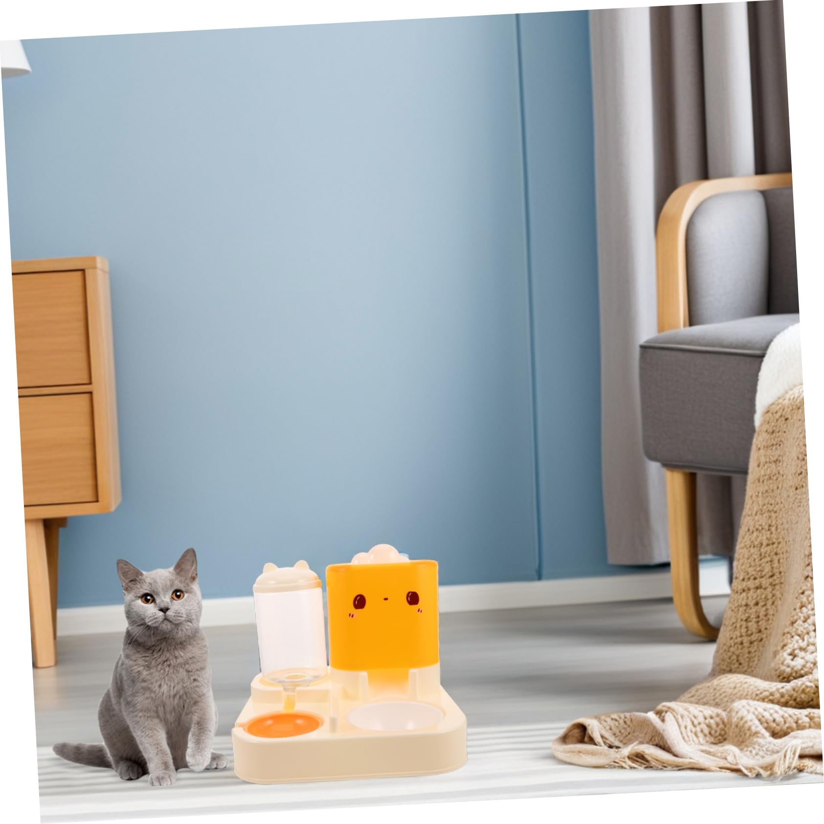 VICASKY Mangeoire et Abreuvoir pour Chat Gamelle Double pour Chaton Distributeur Automatique Eau pour Chat Station Alimentation