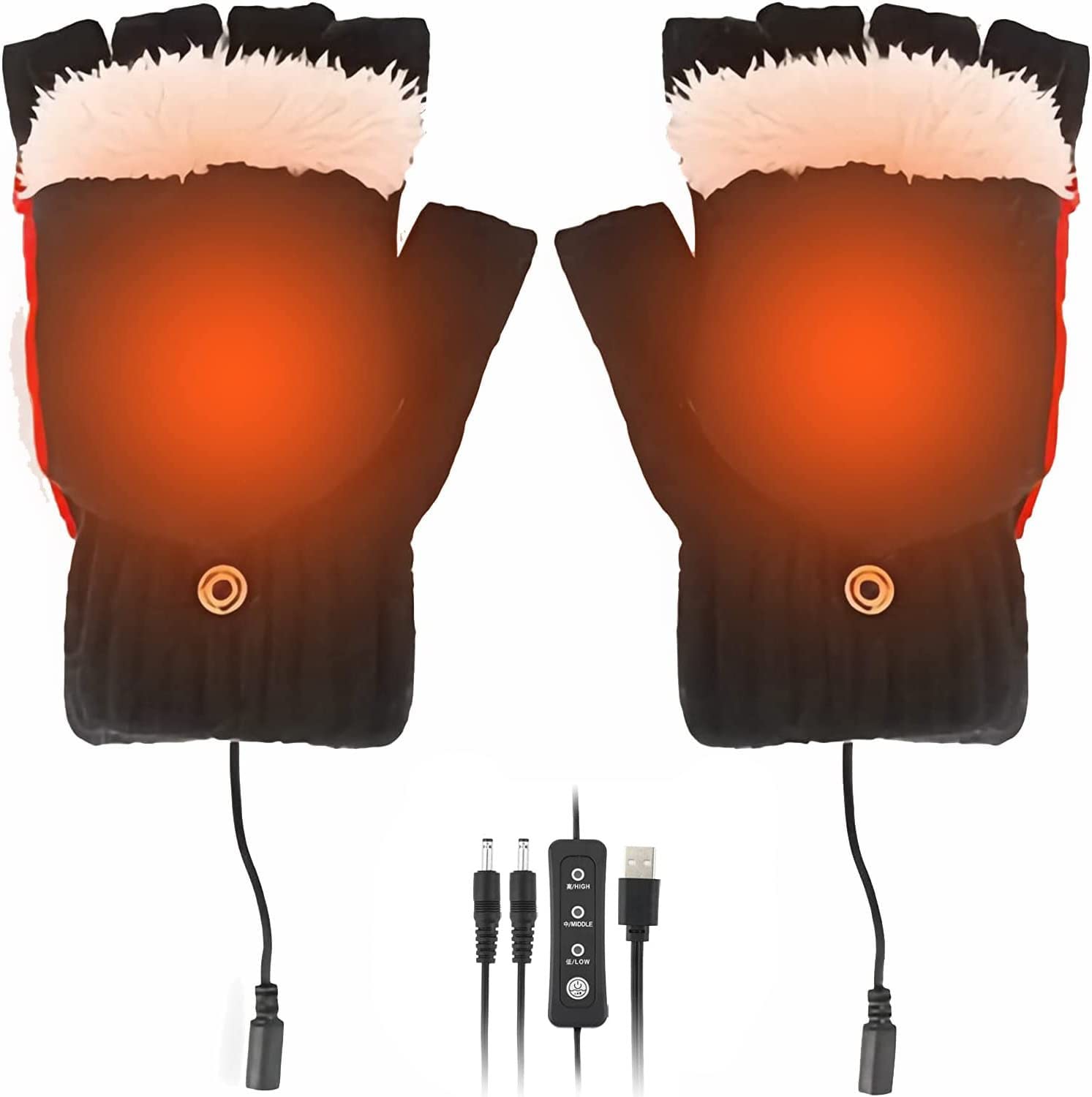 Heated Gloves for Women, Winter Warm Gloves Knitting Full and Half