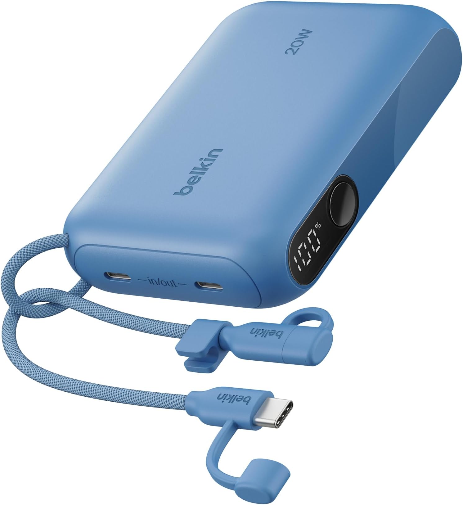Portable Charger, Slim USB-C Power Bank 10,000mAh w/ 2 USB-C Ports, Digital Battery Display, 20W Charging Battery Pack - iPhone 17, Air, Pro, Samsung Galaxy S25, Pixel 10, iPad, & More - Blue