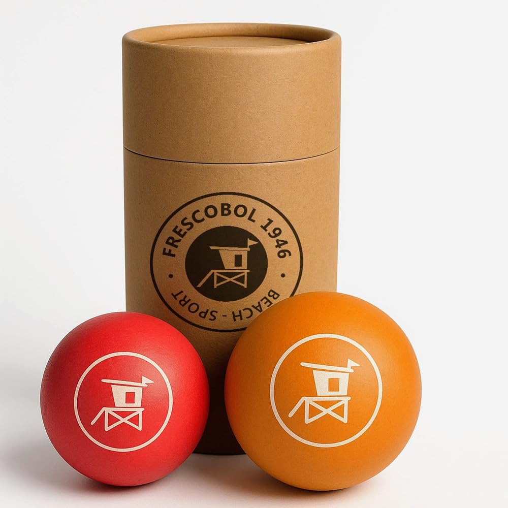 Set de 2 Balles de Raquette de Plage, Softball Rouge en Mousse PU et Speedball Orange en Caoutchouc, pour Débutants et Confirmés, 55-60mm