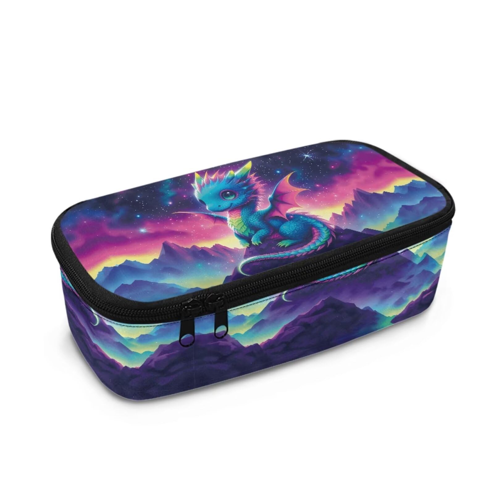 Dngkaoje Starry Night Dragon Pencil Case for Kids Boys Girls School Pen Bags Large Capacity Animals Dragon Pencil Holders Kindergarten Elementary School Pen Case Children Stationery Bags — image 1