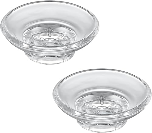 Miniatura 1 de Aomasi - Jabonera de cristal, 2 unidades, soporte redondo transparente para jabón, bandeja de jabón para encimera de baño, fregadero de cocina,