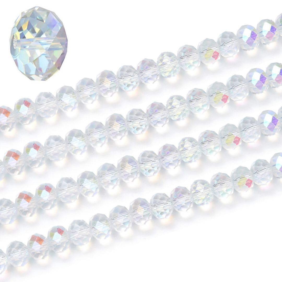 200pcs Czech Faceted Rondelle Crystal Glass Beads 6mm Bulk Crystal AB