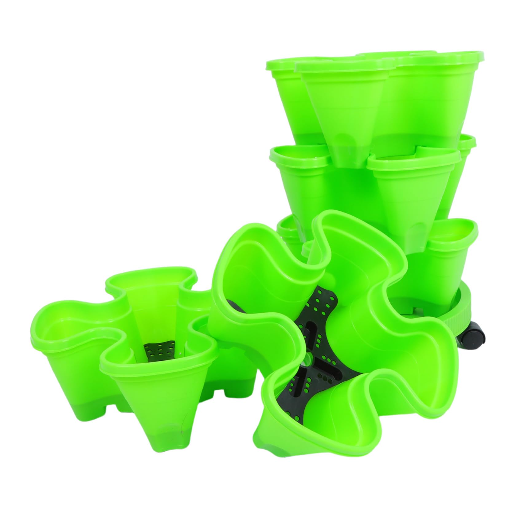LIFKOME Tour à Fraises Empilable Roues en Abs Multicouche Vert