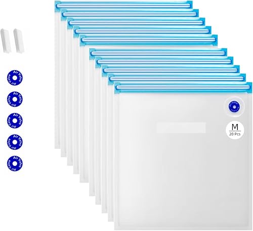 Miniatura 10 de Sous Vide - Bolsas reutilizables de 30 unidades, bolsas reutilizables con sellado al vacío para alimentos con bomba automática mejorada para cocinas