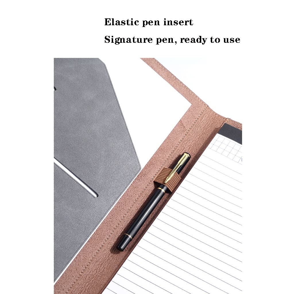 Schreibmappe A4 Klemmbrettmappe Portfolio Padfolio Lebenslauf-Ordner mit Tasche Premium Kunstleder Interview Schreiben Rechtliche Blöcke Dokument Organizer Portfolio