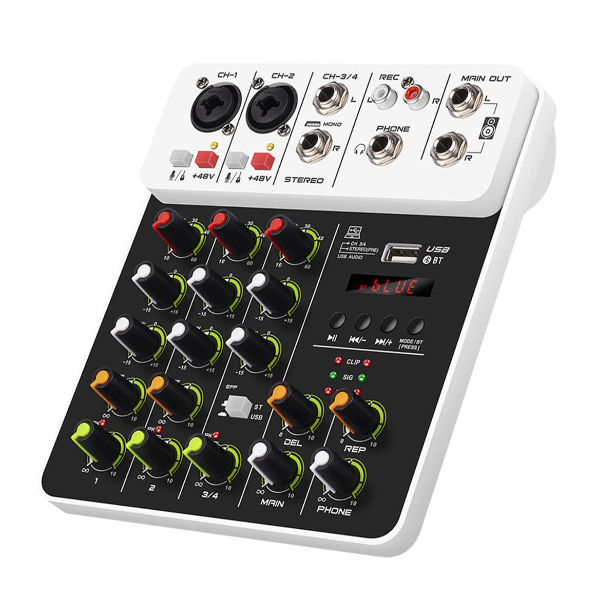 Nicear DJ MixerAudio TunerLive Audio Mixing Console 48V Phantom PowerCompatible Headphone AmplifierLaptop MicrophoneElectronic Instruments