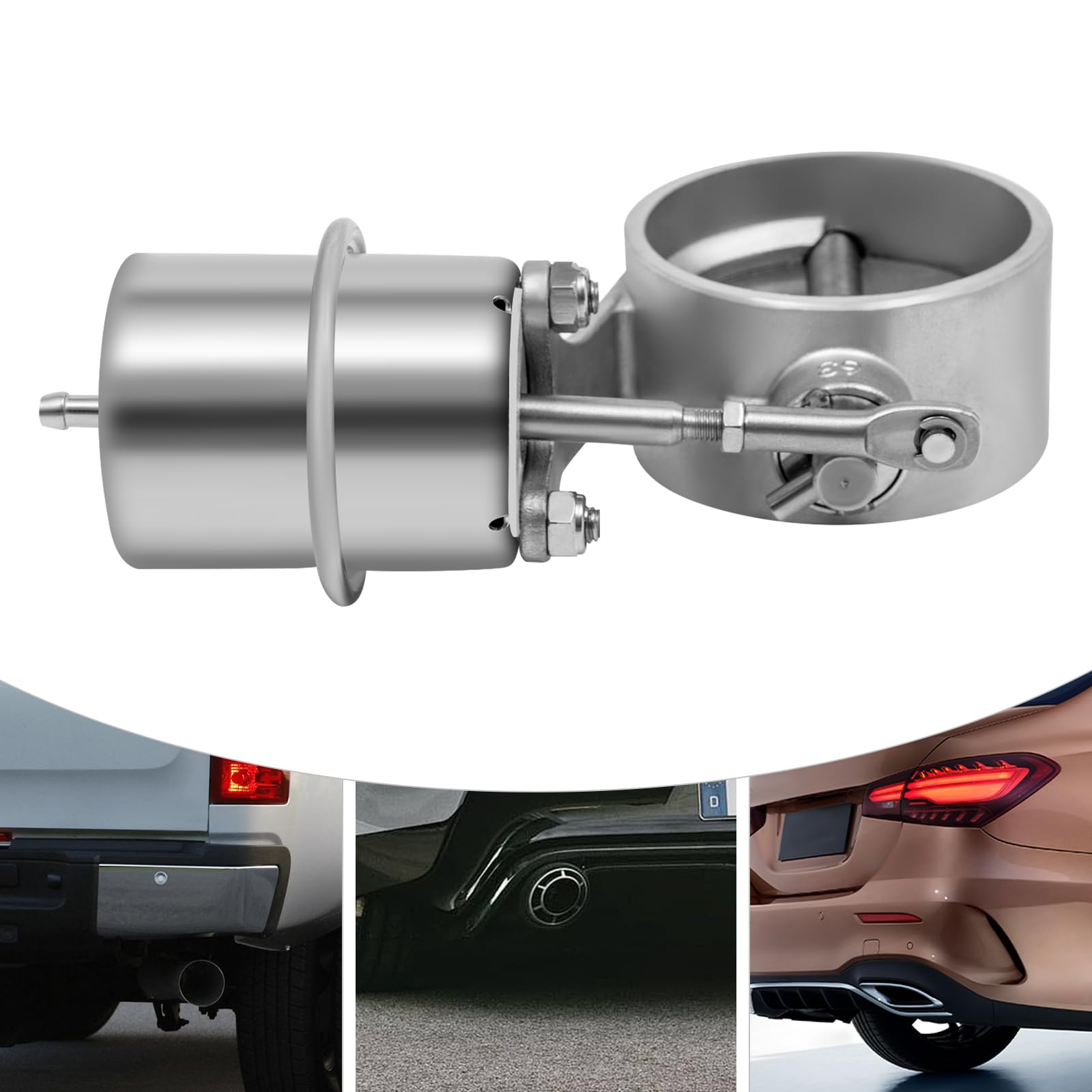 Valvola di scarico 63 mm, valvola di scarico elettrica in acciaio inox, chiusa, set di telecomando da 12 V, per veicoli con tubo di scarico da 2,5 pollici