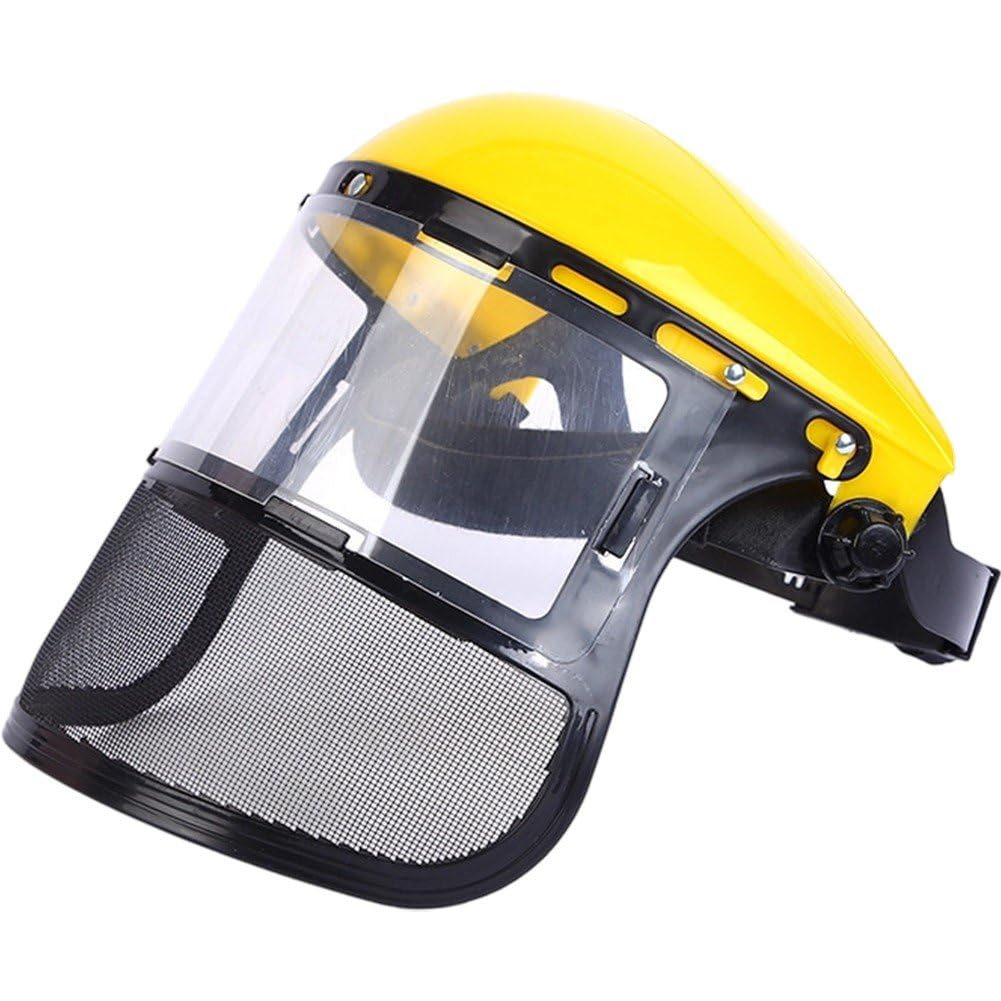Fopytu Garden Grass Trimmer Safety Helmet Hat, Safety Head-mounted Pvc Protective Mask Full Face Mesh Protective Mask for Brush Cutter Forestry Protection
