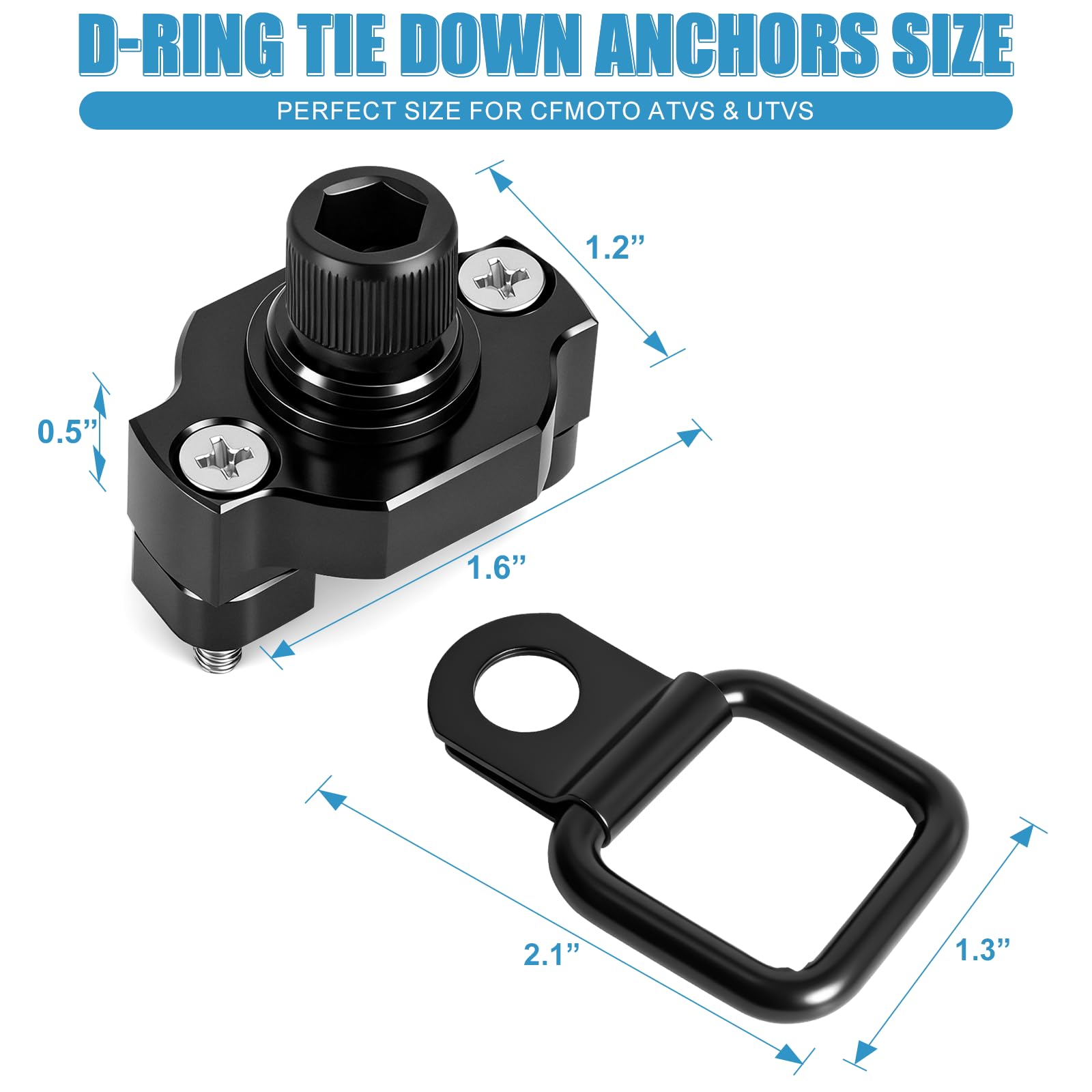 UTV ATV Anclajes de amarre de anillos en D de aluminio para CFMOTO Cforce Zforce Uforce 1000 950 800 600 625 U10 Accesorios, Sistema de anclaje de amarre de anillos en D resistente para UTV