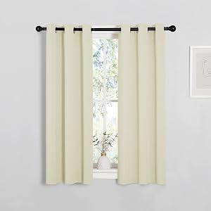 NICETOWN Room Darkening Short Curtain Panels for Small Window, Beige, 2 Panels, W29 x L40 -Inch, Thermal Insulated Grommet Room Darkening Draperies/Drapes for Window