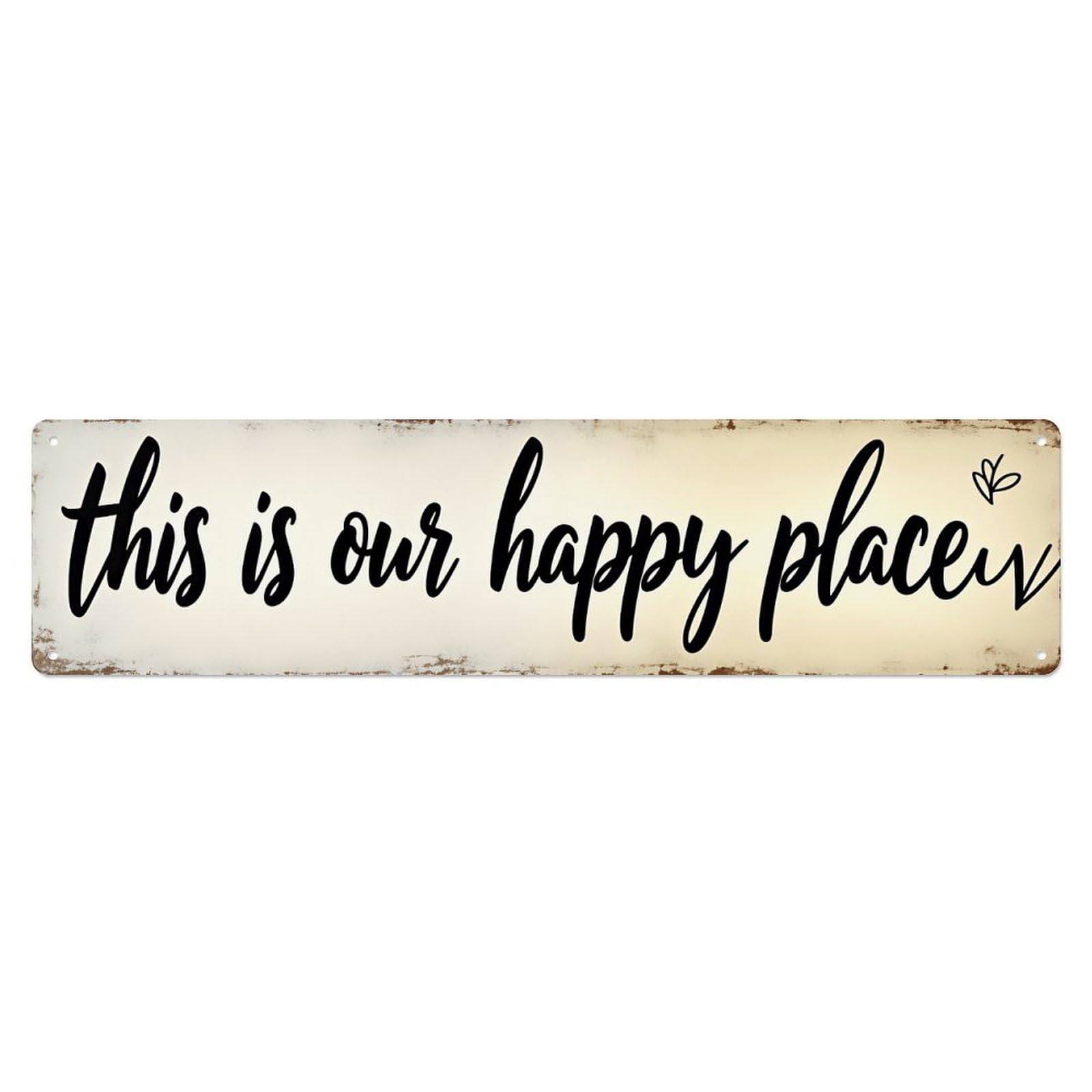 Ldfuieksufg Style Long Vintage Cream Background This Is Our Happy Place Metal Wall Sign Vintage Aluminium Metal Sign, Retro Wall Decor For Home, Bar, Garage & Farmhouse 10 * 40Cm
