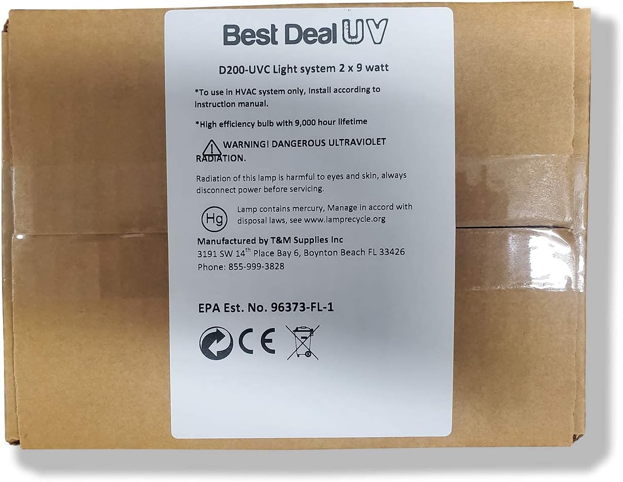 Air Purifier Whole House Uv Light in Duct for Hvac Ac (Air Conditioning) Duct Germicidal Filter + 2 replacement bulbs