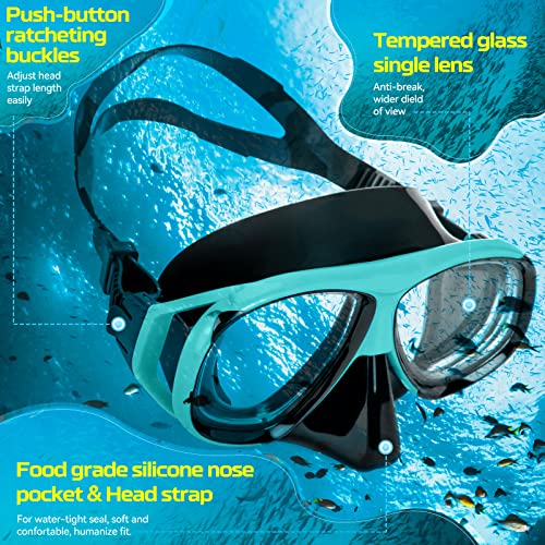 Set de Snorkel para Miopía Nearsighted Dry Snorkel para Adultos y Jóvenes, Máscara de Buceo Anti-Vaho y Tubo Seco con Montura Desmontable para Cámara miniatura 3