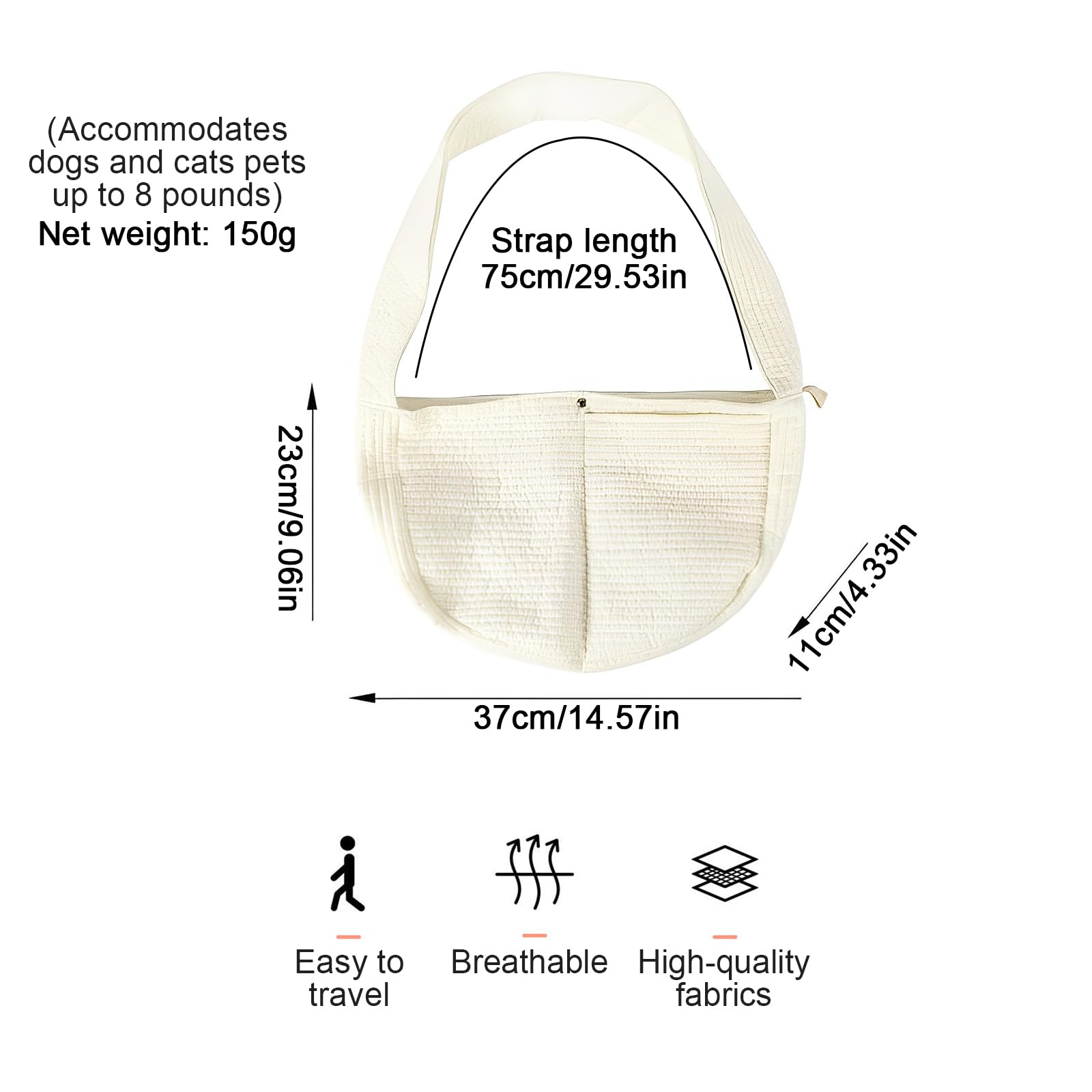 Bolsa de Transporte para Mascotas,Tianher Correa de Hombro Ancha Transpirable Bolsa de Transporte de Hombro para Mascotas Portátil Adecuado para Perros Pequeños y Gatos(S)