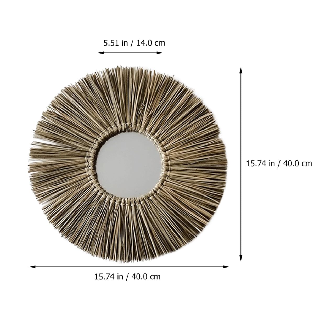 Alasum Wandspiegel mit Handgefertigtem Fransen Design Gewebter Runder Kaffeefarbe Nordischer Stil Dekorativ Luxuriöse Wanddekoration für Badezimmer und Salon