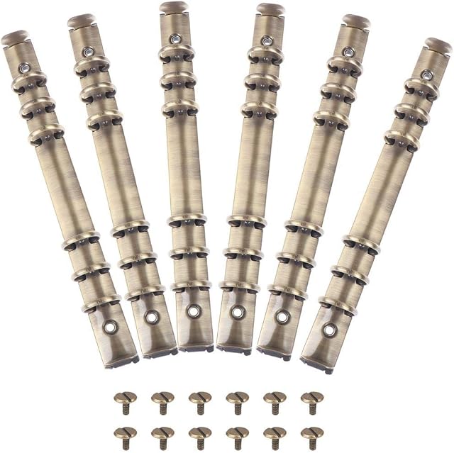 6 Pcs 6-Hole Ring Binder Mechanisms Replacement Kit A5 Metal Clip Rings Binder Mechanism for Binder Planners O-Shaped Ring Loose Leaf Binding Spines Combs for Paper Storage Folder Planner Accessories