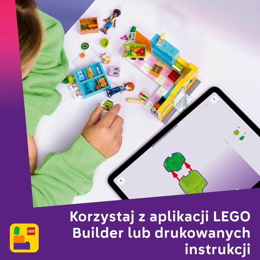 LEGO Friends Sklep spożywczy w mieście Heartlake 42680 | Zabawa w sklep, spożywcza scenka, prezent dla dziewczynki i chłopca 5+, 176 elementów