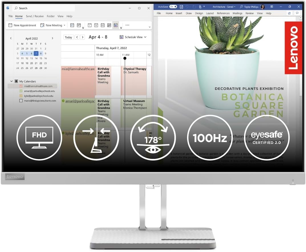 L24e-40, 23.8" FHD Flat Monitor, VA, WLED, 100Hz Refresh rate, Antiglare, 3000:1 Contrast ratio, HDMI, VGA, Eyesafe Display 2.0, Cloud grey [67AAKAC3AE] - 3Years Warranty