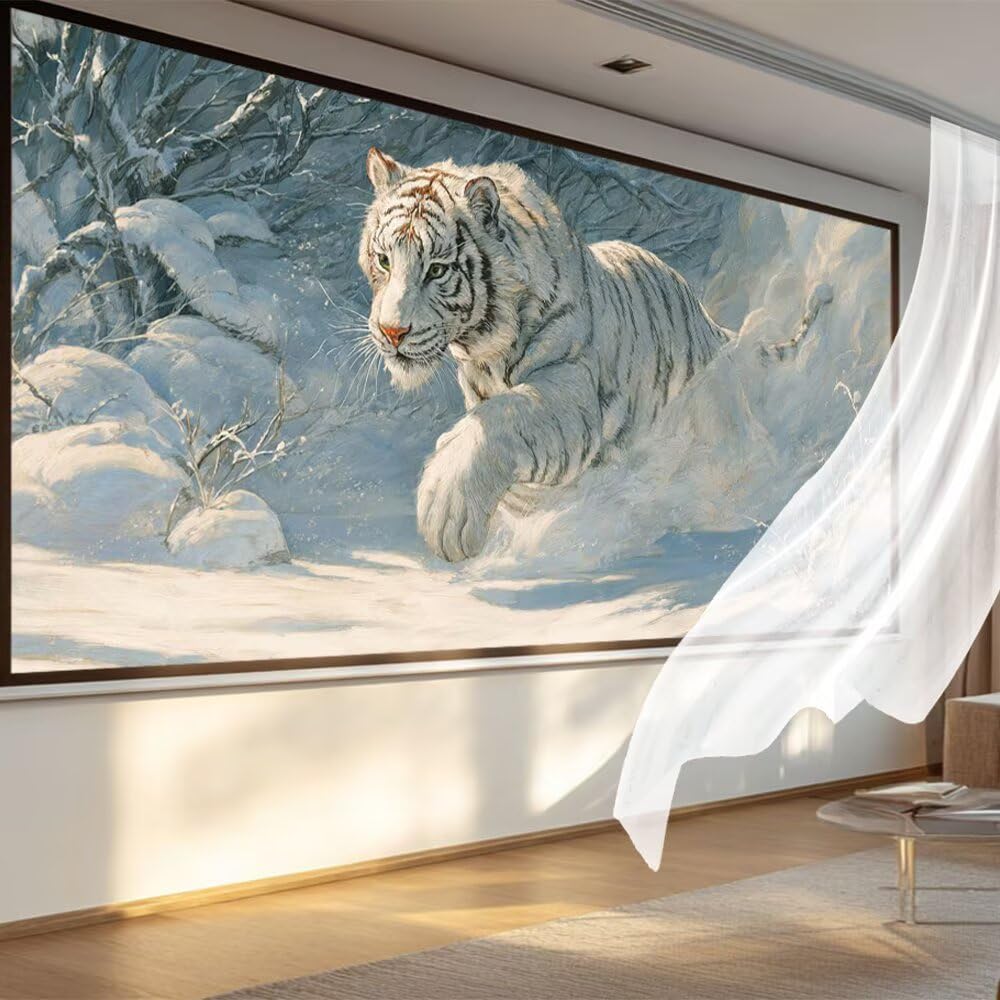 Diament Malarstwo Tygrys Diament Sztuka Rysunki Z Diamentami 70x140 cm, Obraz Diamentowy Pełny Zestaw Haft Krzyżowy DIY Mozaika Kryształ Malowanie według numerów, Dekoracje Ścienne Prezenty Zima QL830