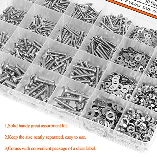 Helifouner HELIFOUNER-MACHINE-SCREWS 1280 Pieces M2 M2.5 M3 M4 304 Stainless Steel Phillips Pan Head Machine Screws, Metric Screws Bolts Washers Nuts Kit thumb #6