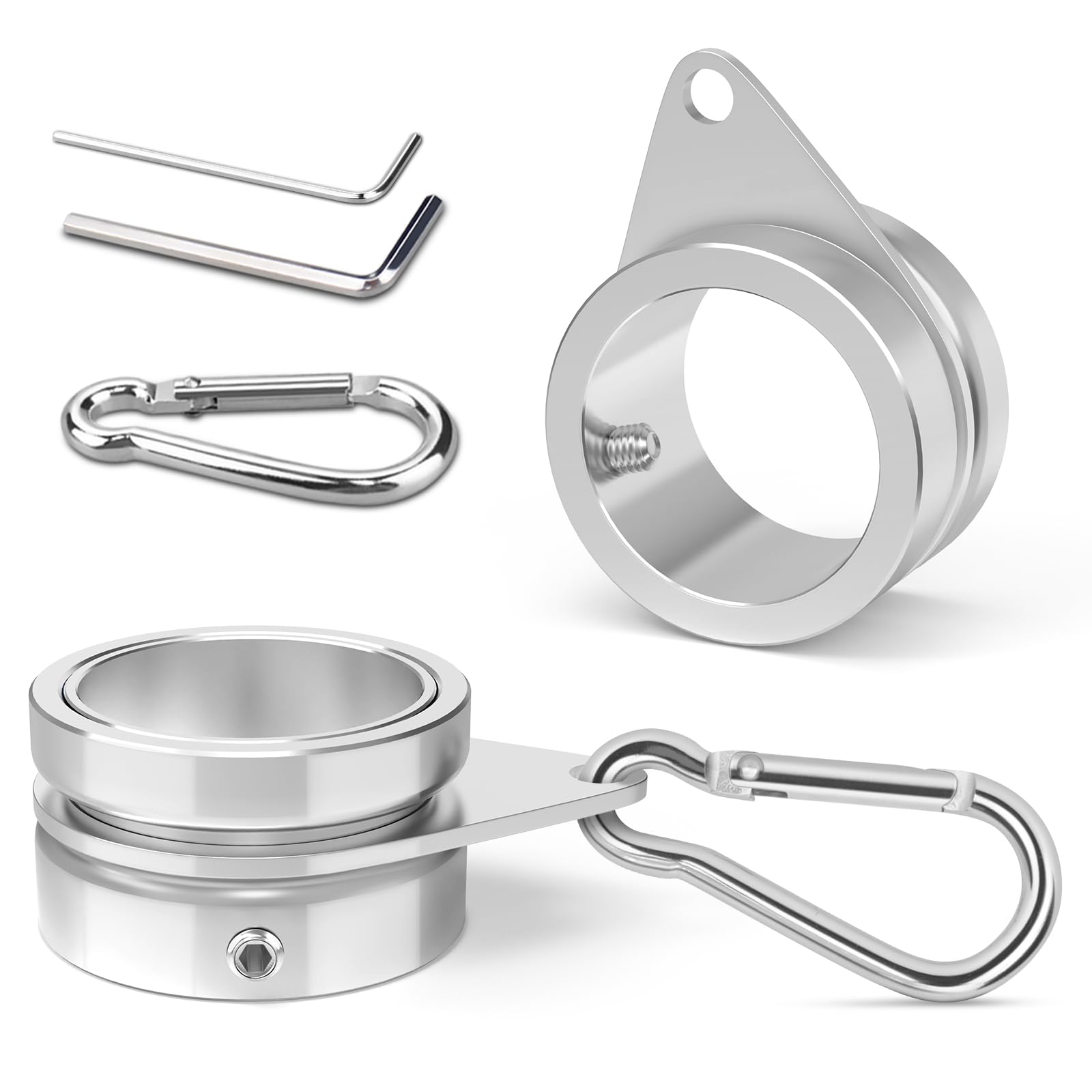Fixation Aluminium Lot De 2 Anneaux Rotatifs 360° Pour Mât Drapeau - Fixation Anti-Enroulement En Alliage Aluminium Pour Extérieur Anneau Fixation Drapeau