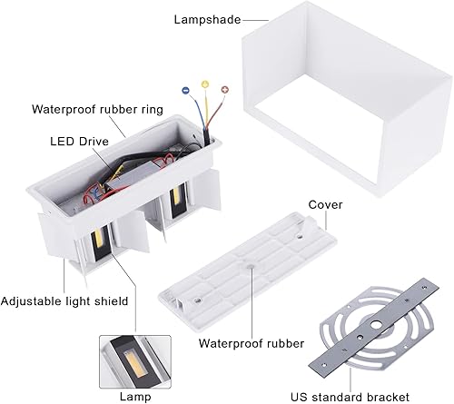 Miniatura 3 de Kawell Lámpara de pared moderna de 12 W, lámpara de pared LED de ángulo de haz ajustable, lámpara de pared de aluminio para interiores y exteriores,