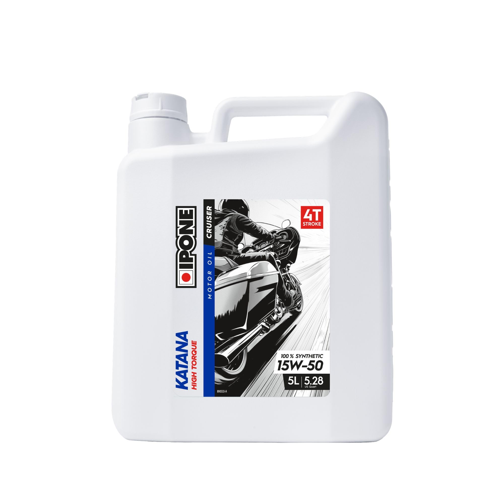 IPONE - Huile Moteur Moto 4 Temps 15W-50 - Katana High Torque - Bidon 5 Litres- 100% Synthétique - Gamme Cruiser - Pour les moteurs coupleux de grosse cylindrée