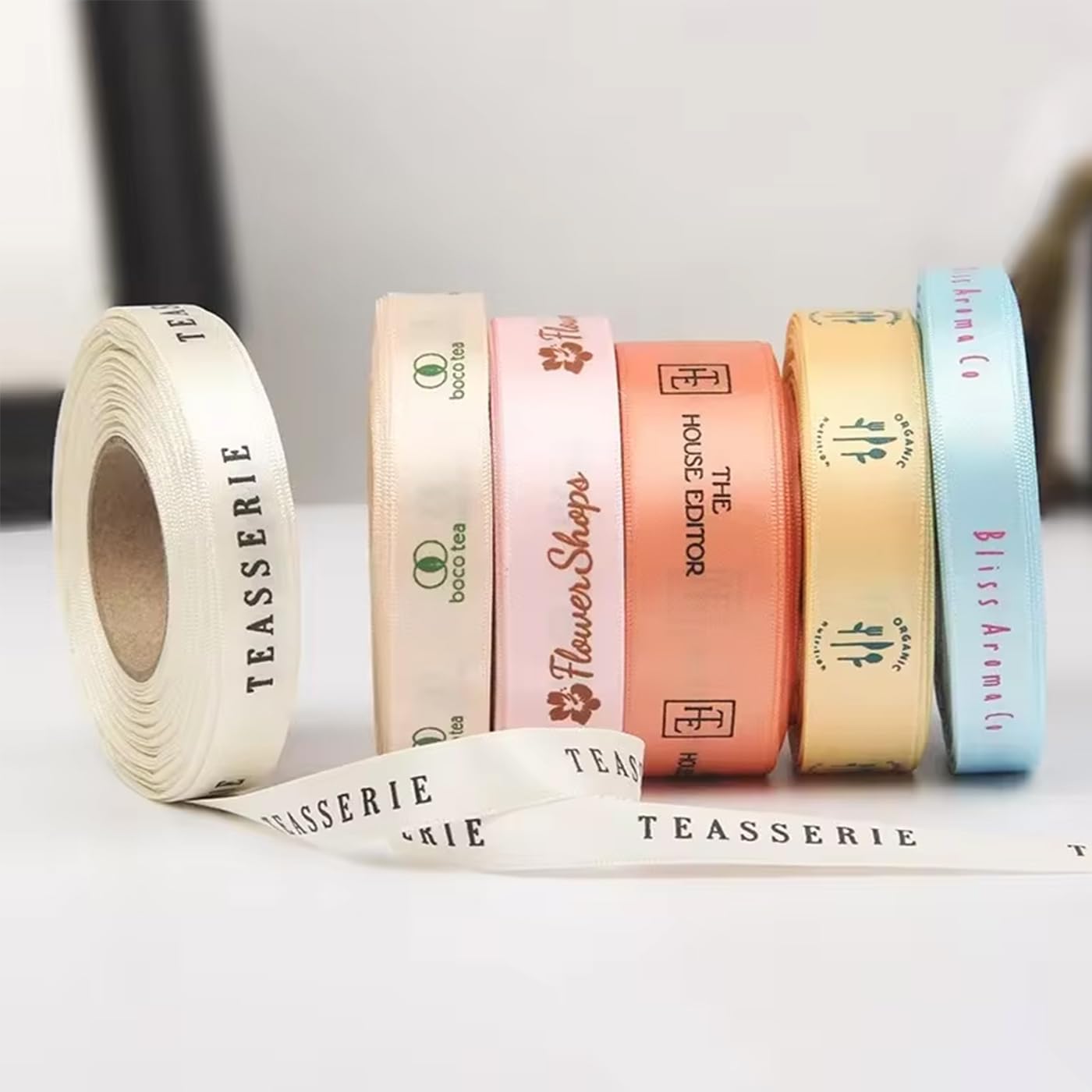 Satinband mit Logo, personalisiert für Hochzeit, Blumen und Auszeichnungen (51 mm)