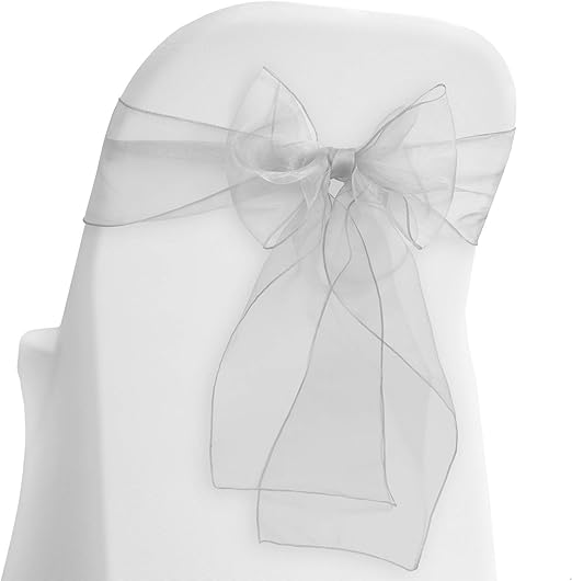 Lann's Linens - 10 Elegant Organza Wedding/Party Chair Cover Sashes/Bows - Ribbon Tie Back Sash - White