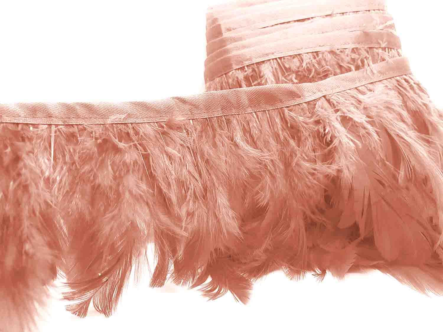De-Ultimate (6cm X 3 Mtr) Peach Wings Feather Fur Gota Lace for Wedding Party Suits, Sarees, Gowns, Lehengas, Dresses Embellishment Designing & Tailoring Purpose 1