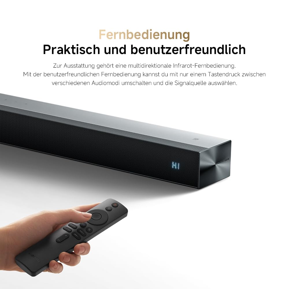 XIAOMI Soundbar Pro 2.1ch, TV-Soundbar 300W Max., kraftvoller Bass mit externem kabellosem Subwoofer, unterstützt Dolby Audio™ & DTS Virtual:X, HDMI ARC/Optisch/Koaxial/Bluetooth, Fernbedienung