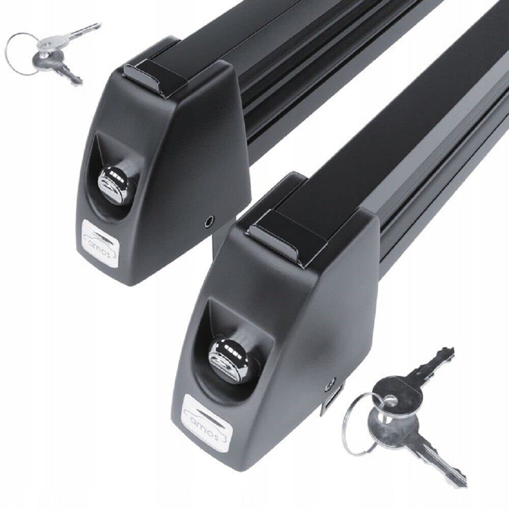QLS Ski und Snowboardhalter Ski Lock 5 58 cm mit Schloss Schwarz | Transport von bis zu 5 Paar Ski oder 4 Snowboards mit Diebstahlschutz passend für T Profil Rechteck Oval und Aero Träger