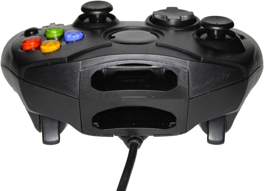Quddiem view of Original Xbox controller showing connector and memory card slots