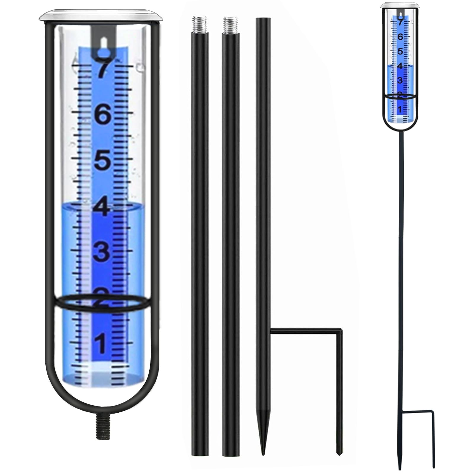 Pluviomètre extérieur pour cour et potager avec grand tube de mesure ajustable