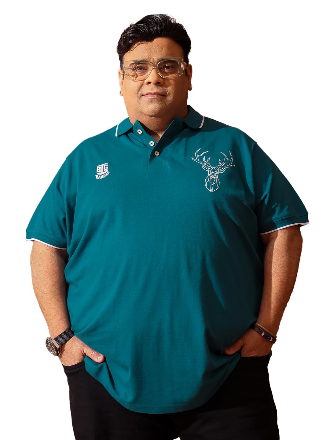 Plus Size Men's Regular Fit Solid Polo Tshirt